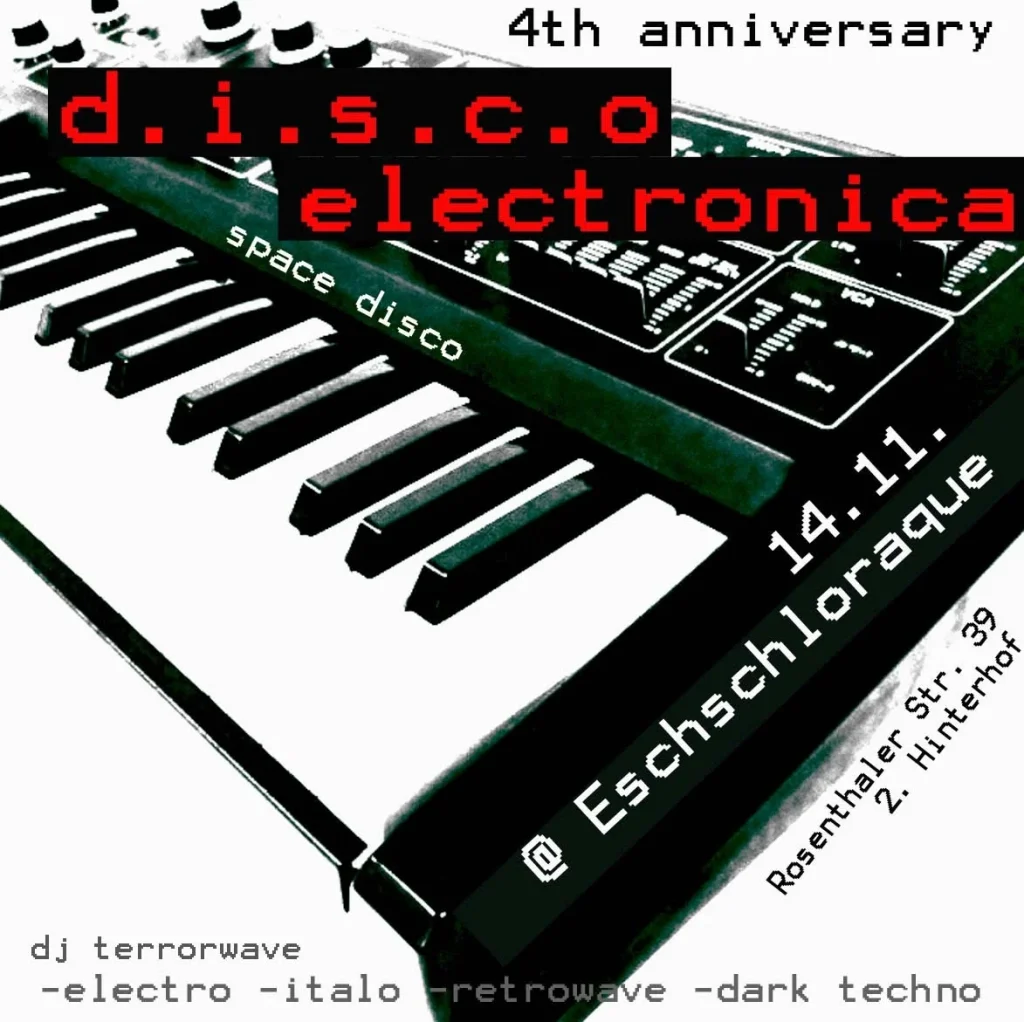 Flyer: Disco Electronica – space disco im Eschschloraque